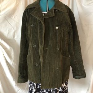 J Crew Vintage Wide Whale Corduroy Olive Coat